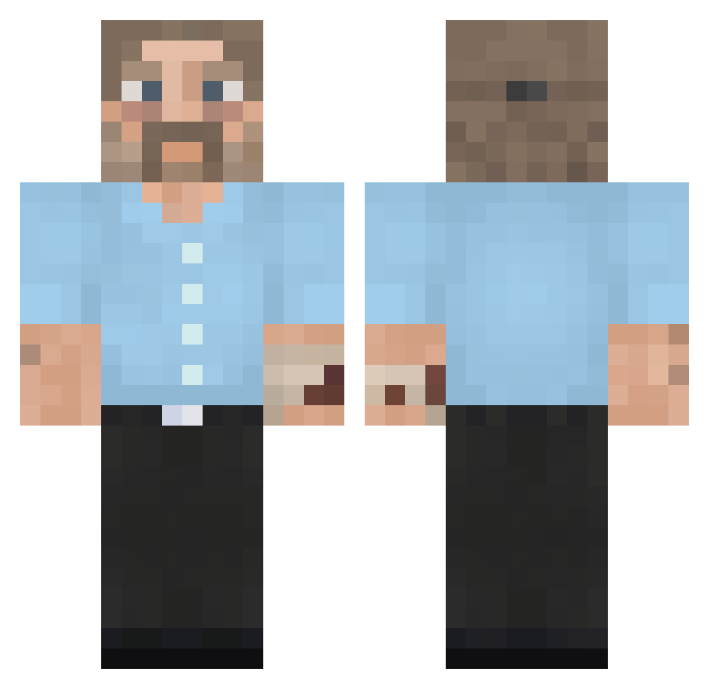 footjockey Minecraft skin, front and back view