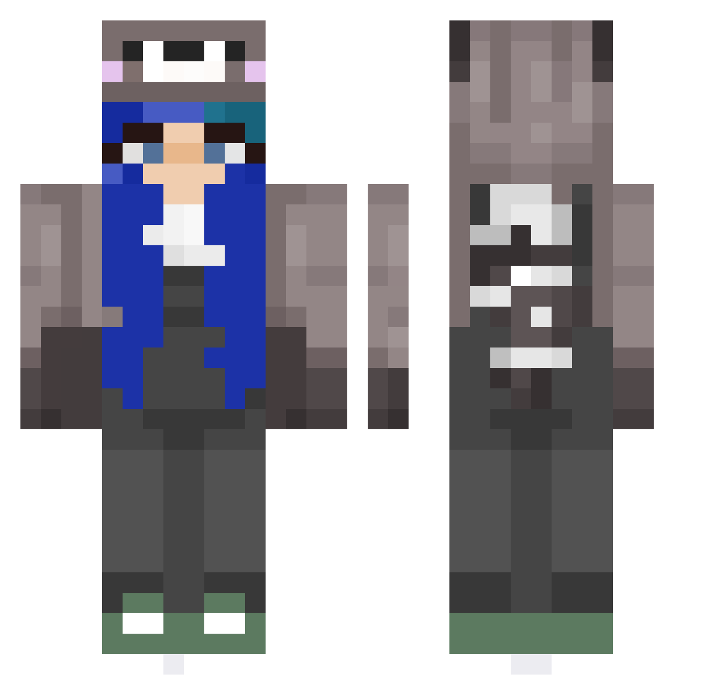 procyonidae Minecraft skin, front and back view