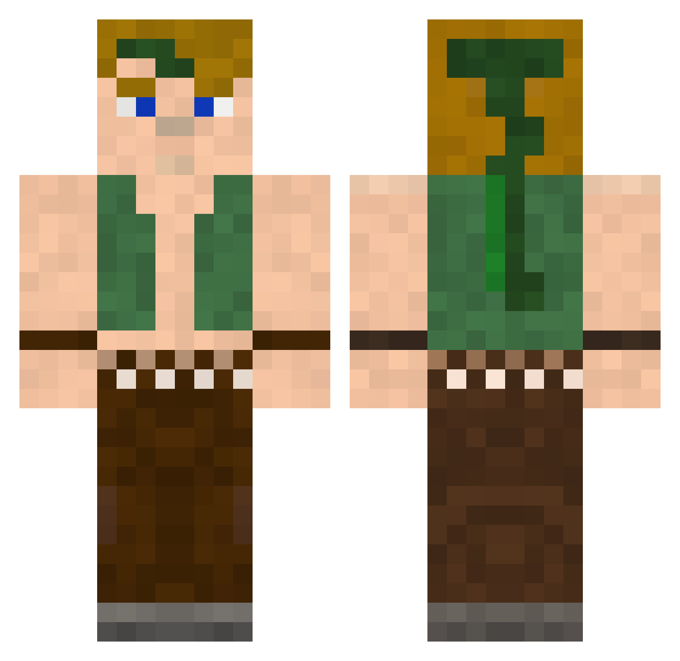 Women Minecraft skin, front and back view