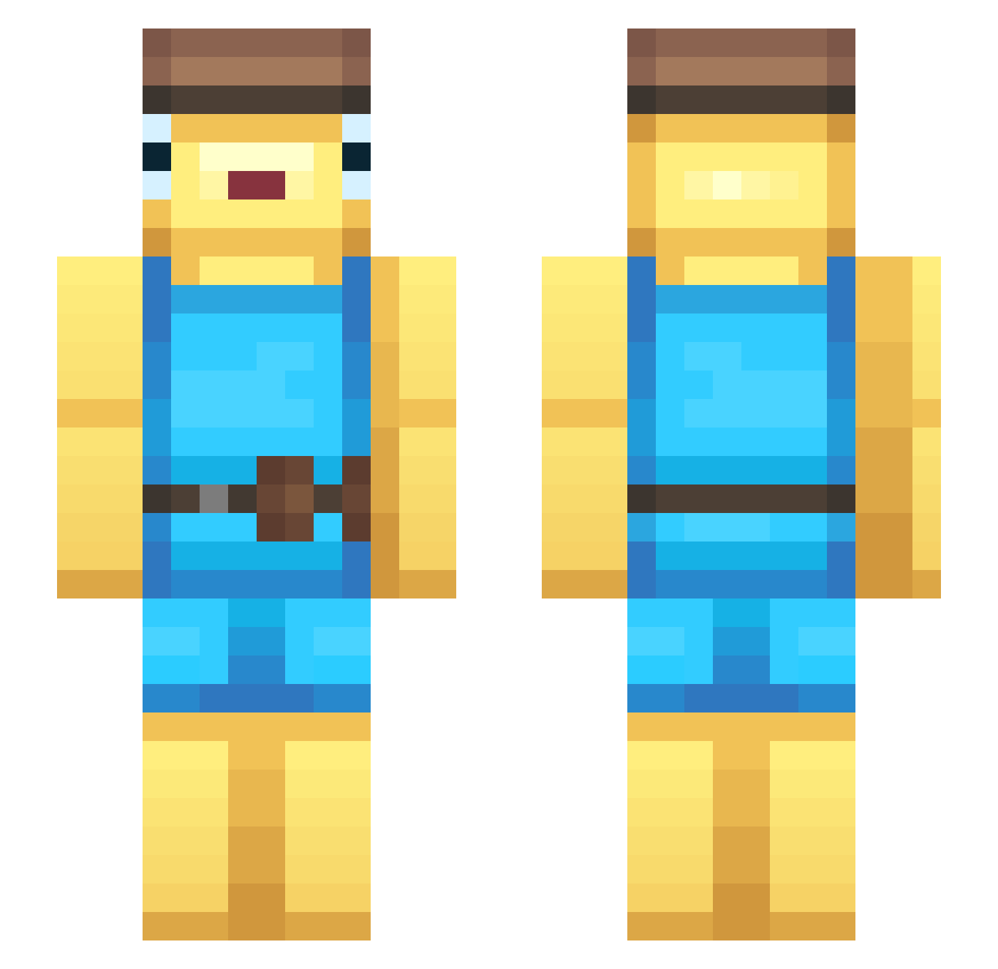 CubeCakes19 Minecraft skin, front and back view