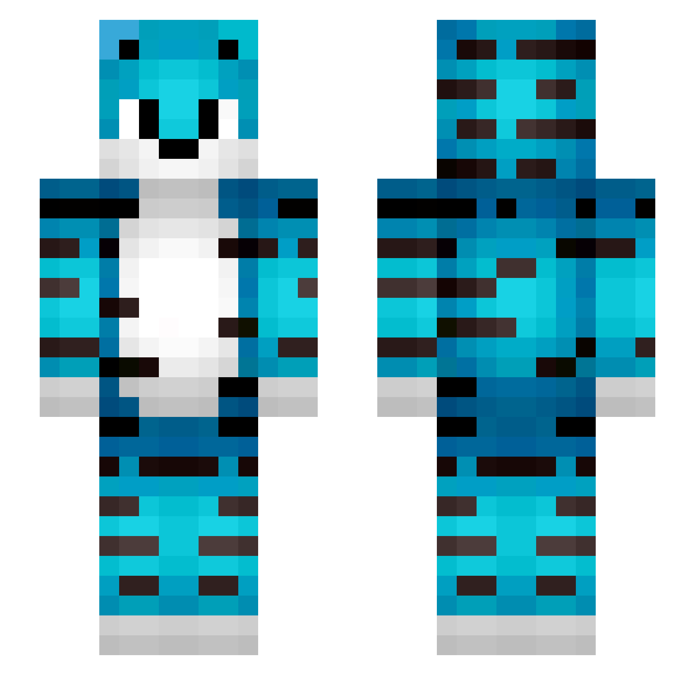 Smerfxoxo Minecraft skin, front and back view