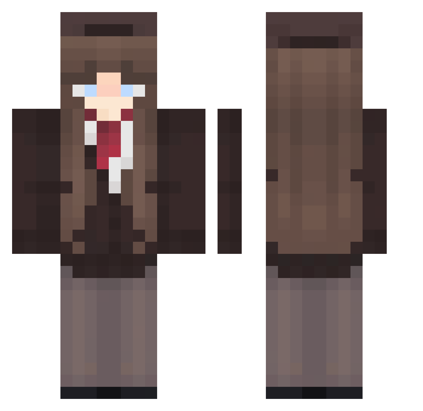 Mitleidz Minecraft skin, front and back view