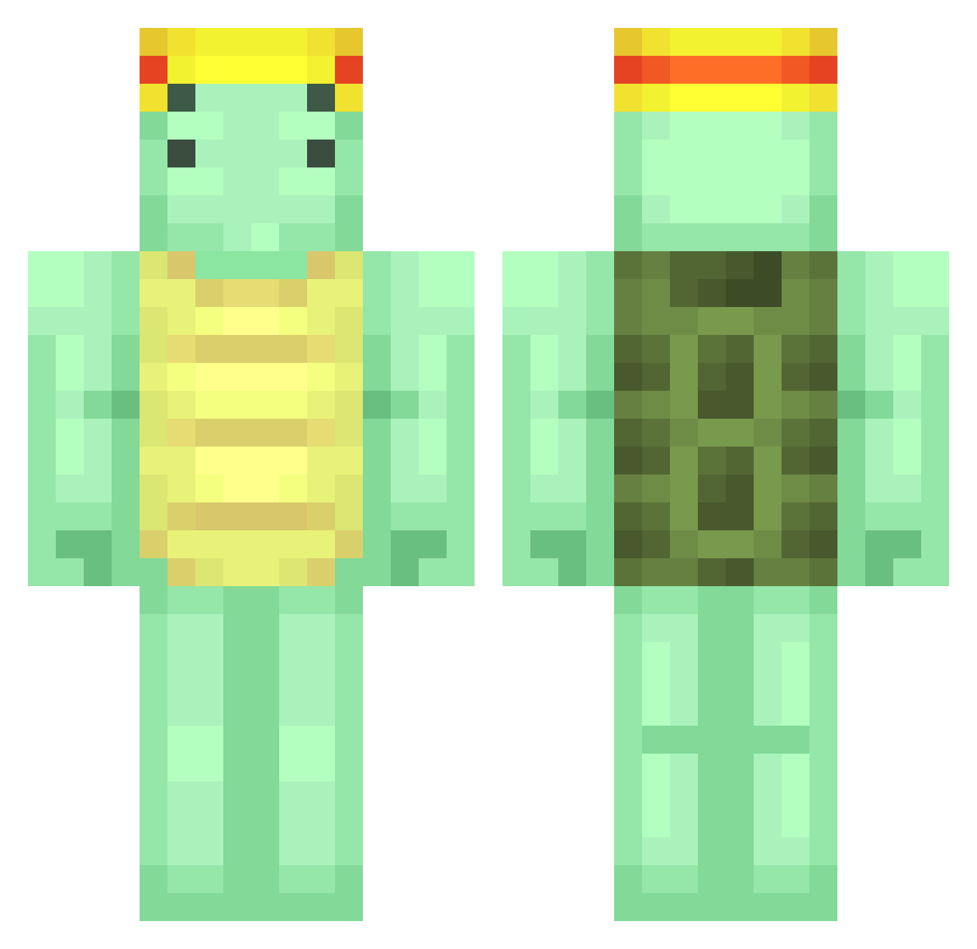 Hannsis Minecraft skin, front and back view