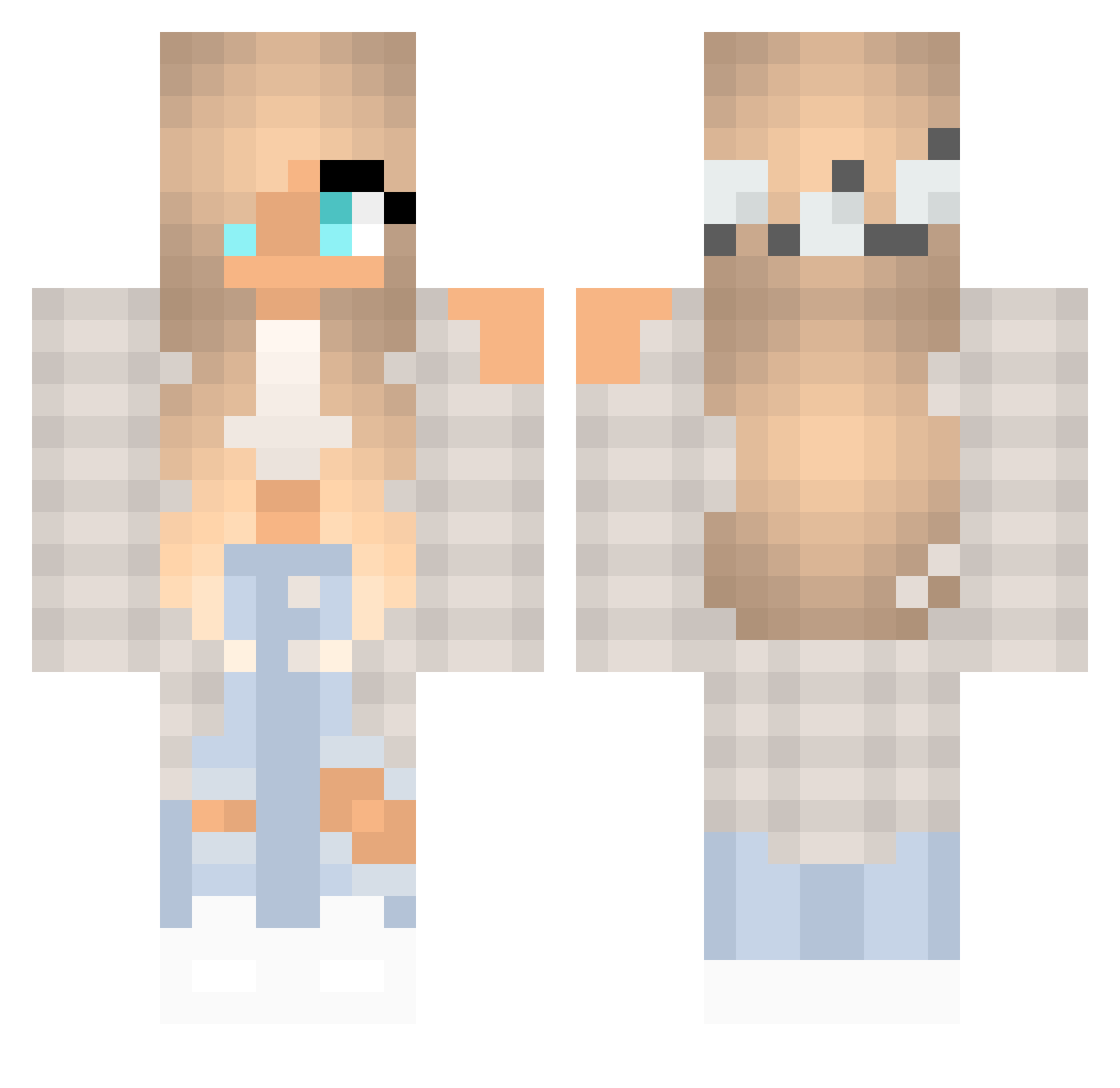 TheQueenKay Minecraft skin, front and back view