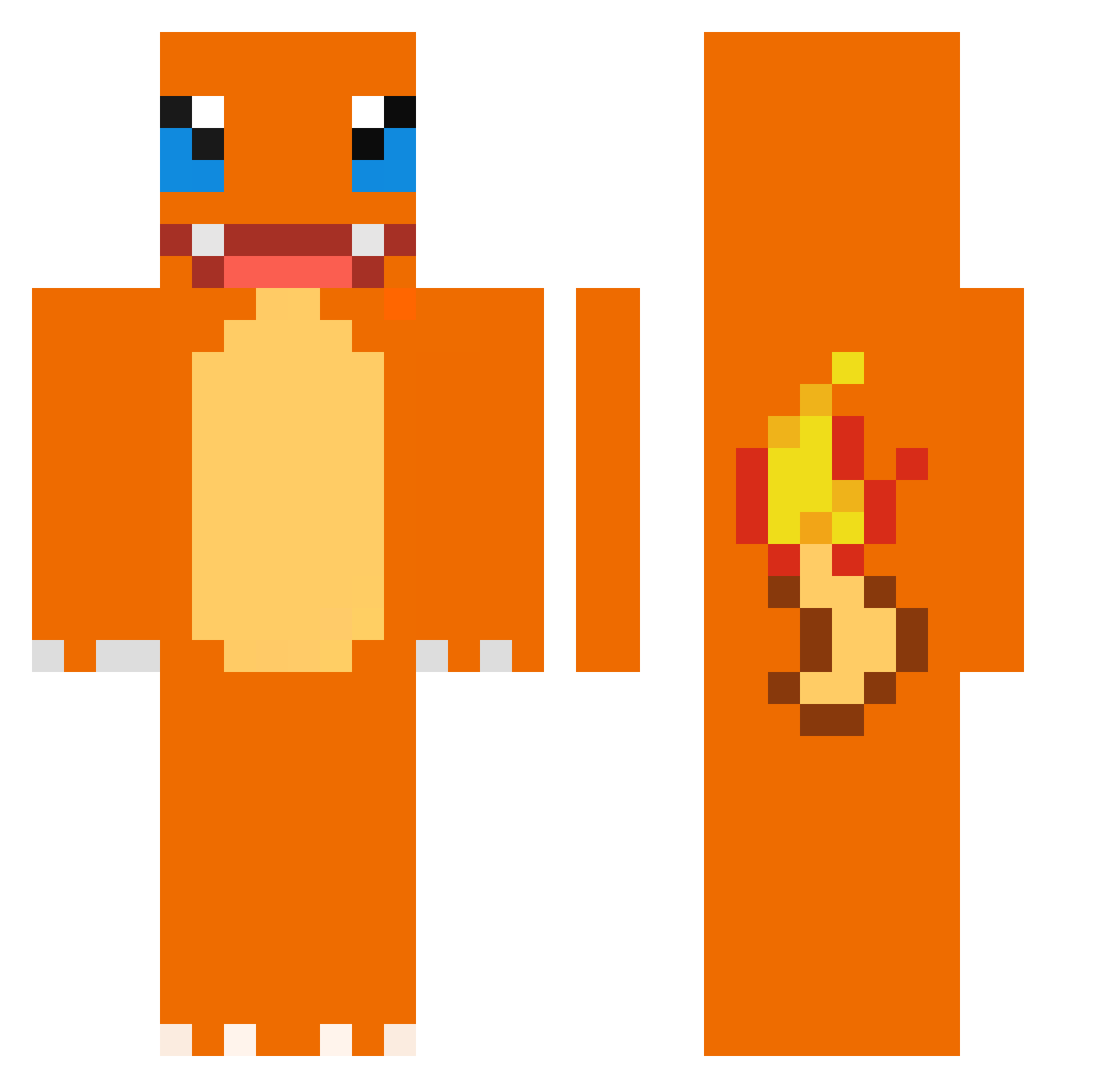 Zyorange Minecraft skin, front and back view