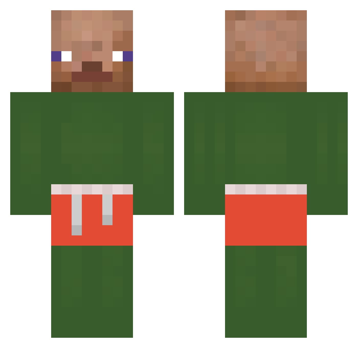 zxor Minecraft skin, front and back view