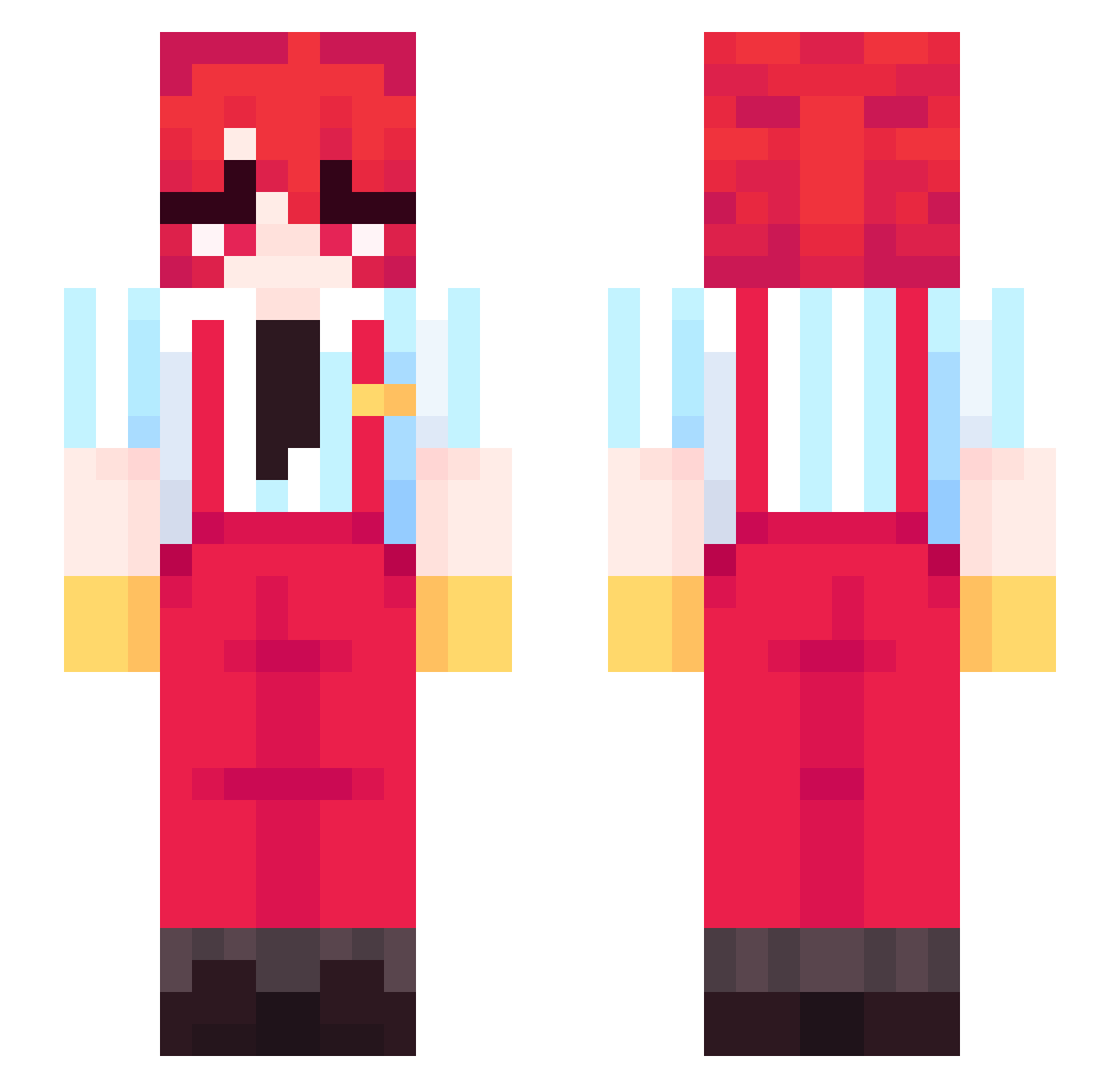 xDinic Minecraft skin, front and back view