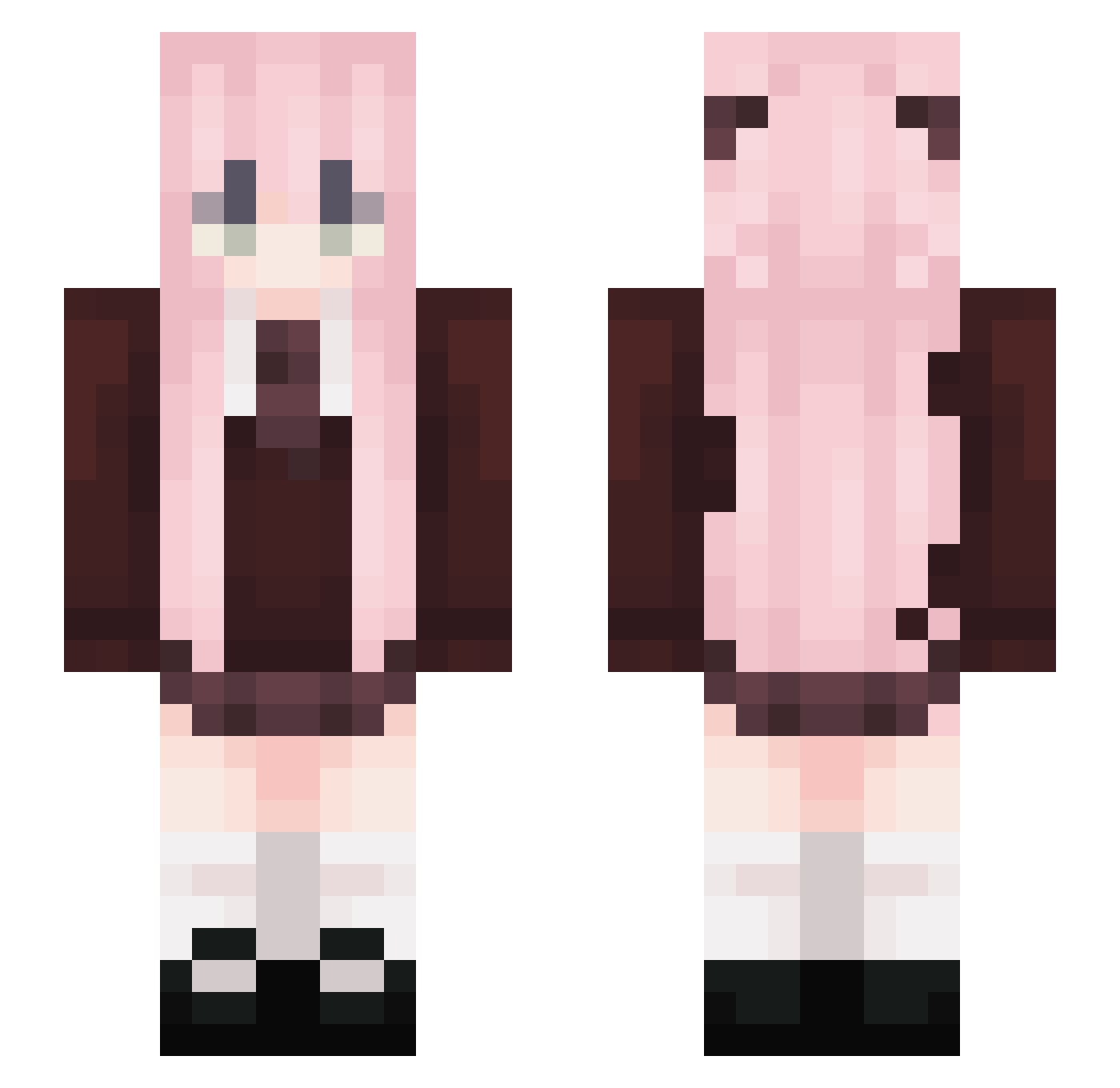 Virtual_Freya Minecraft skin, front and back view