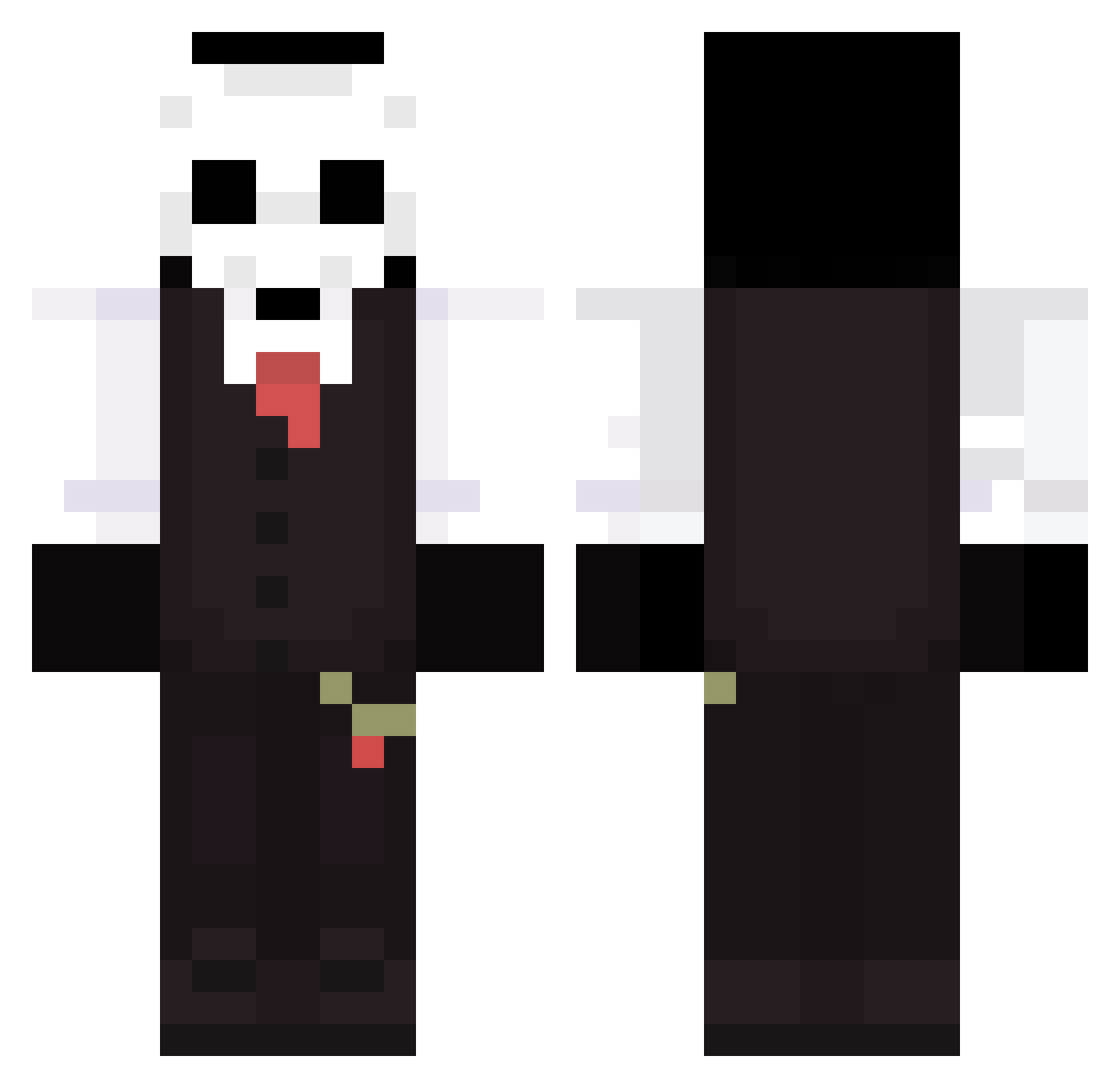 Stranger128 Minecraft skin, front and back view