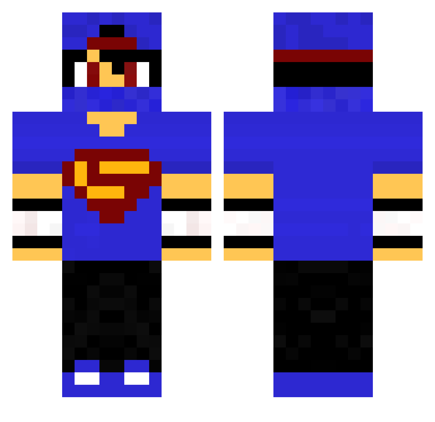 SN4RKO Minecraft skin, front and back view