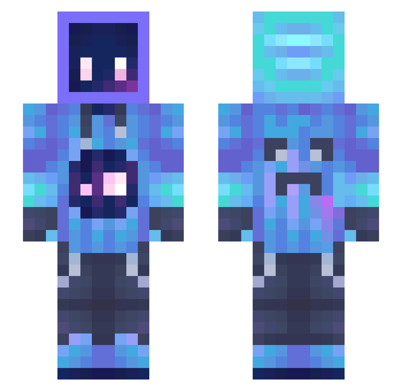 fantasky Minecraft skin, front and back view