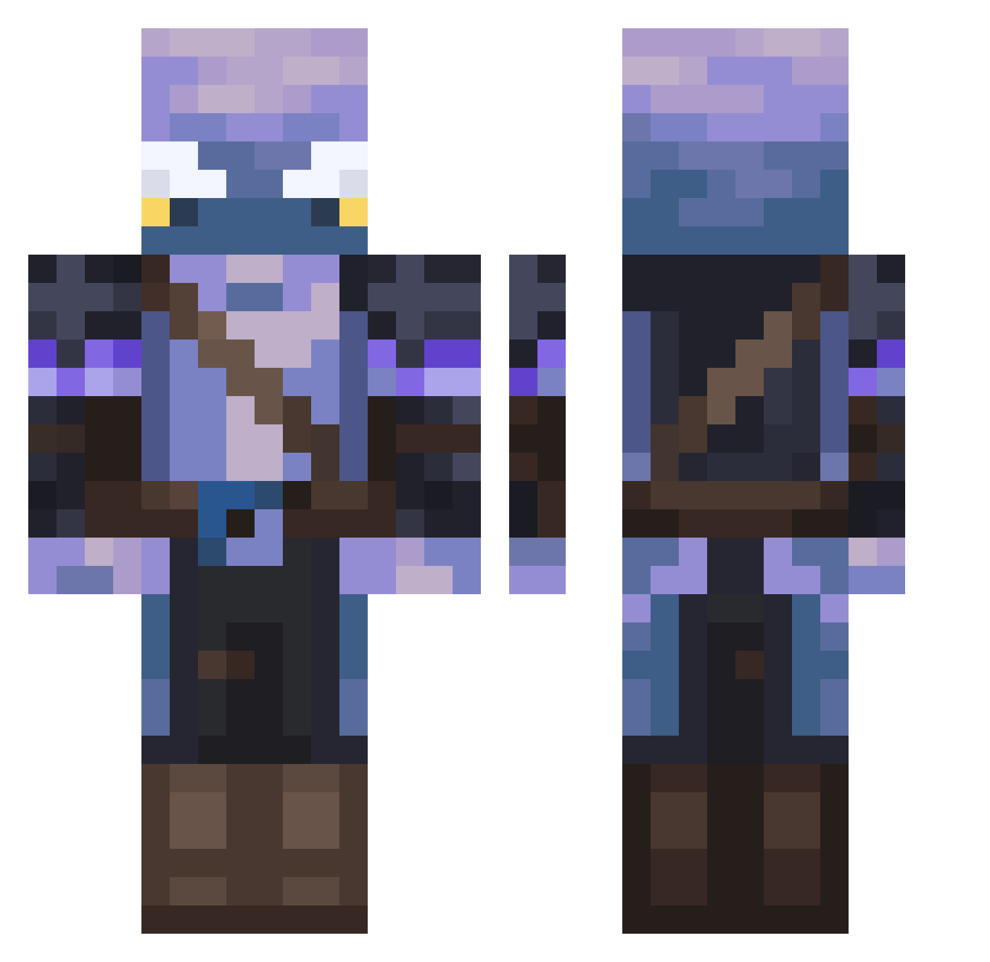 Block_Ametista Minecraft skin, front and back view