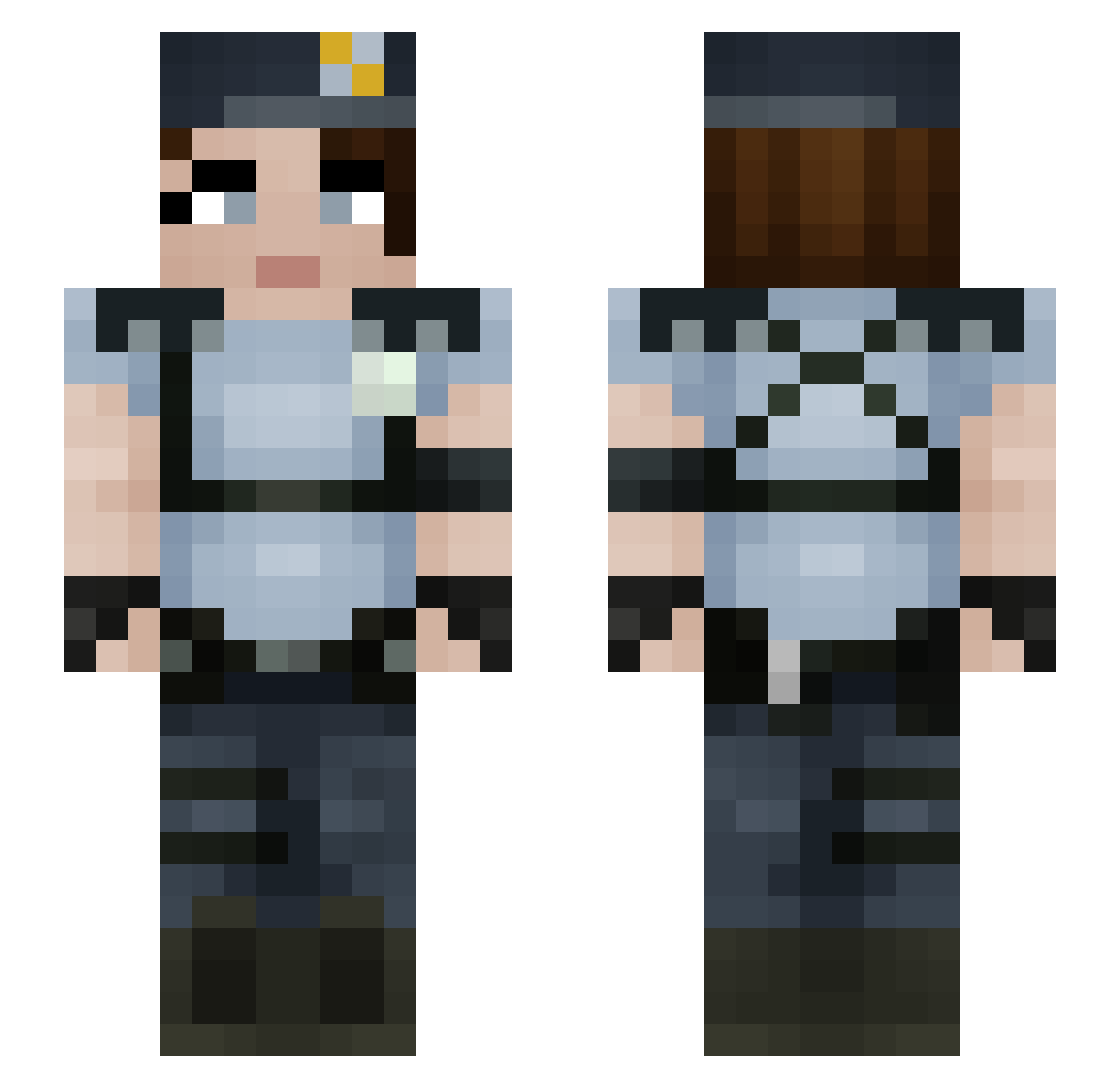 Mnly Minecraft skin, front and back view