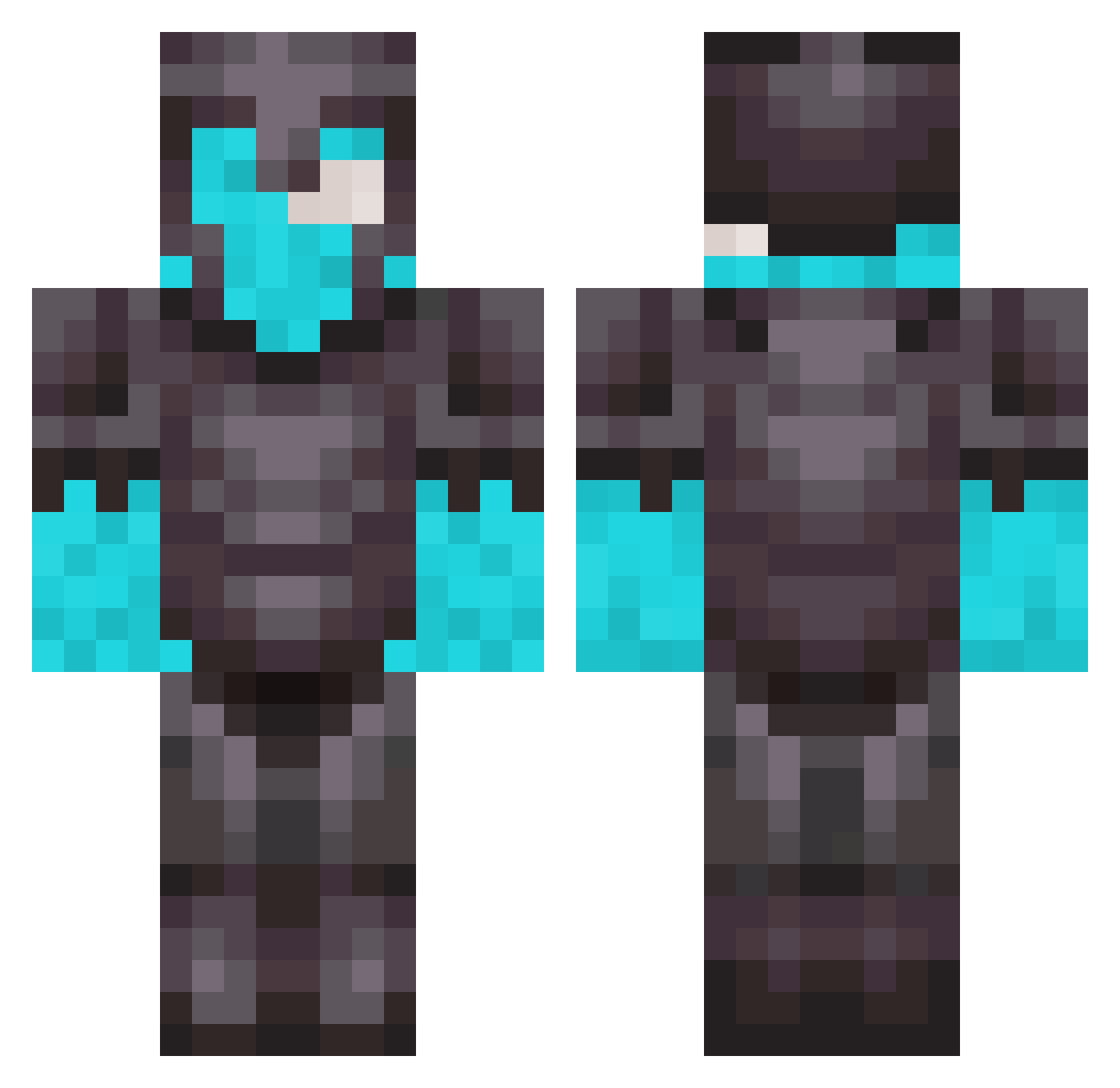 vKad Minecraft skin, front and back view