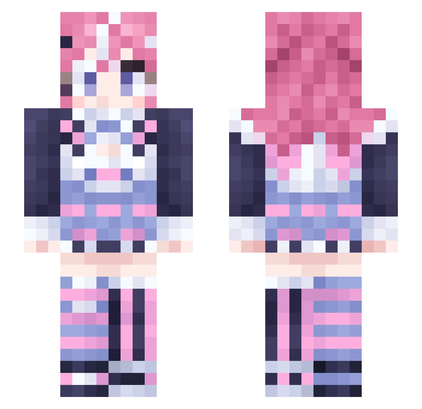 Silvaely Minecraft skin, front and back view