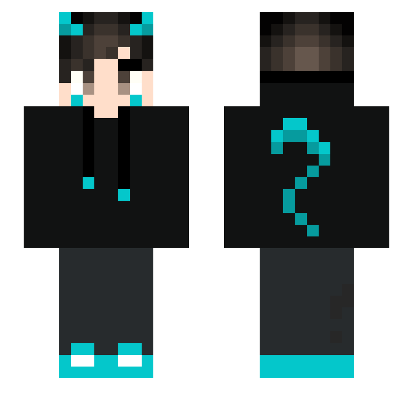 Zevyx Minecraft skin, front and back view
