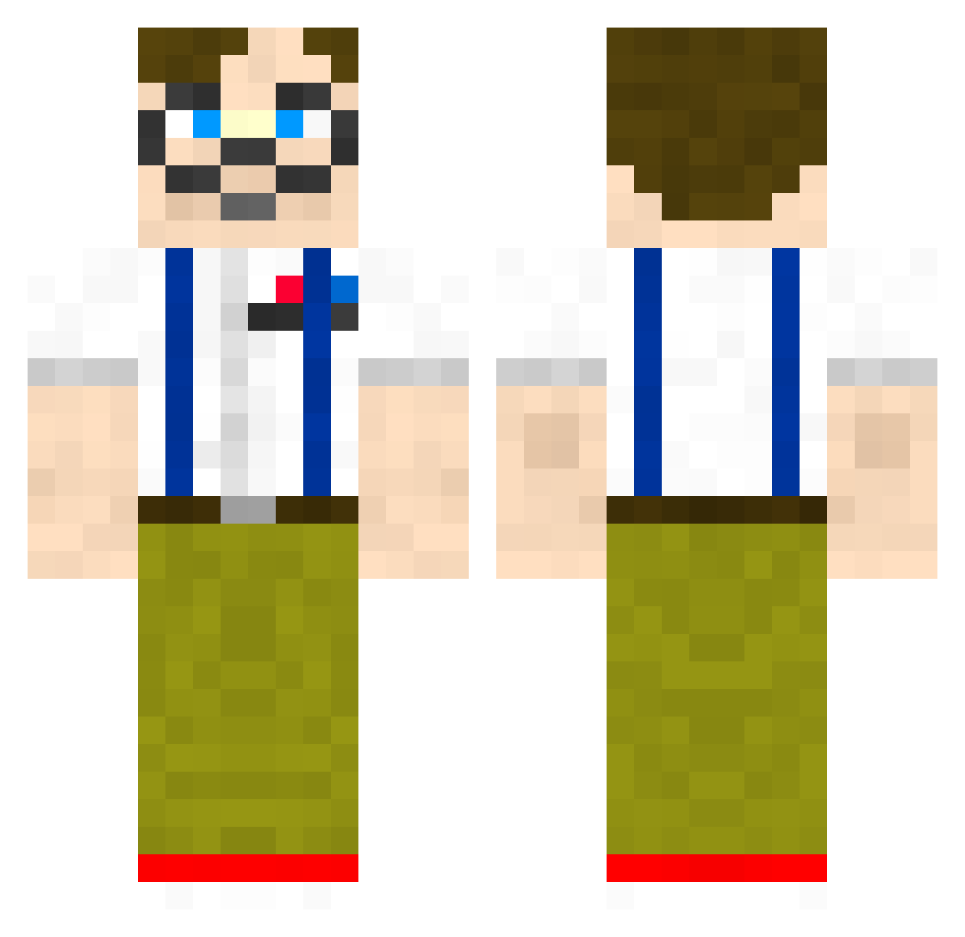 Spectacles Minecraft skin, front and back view