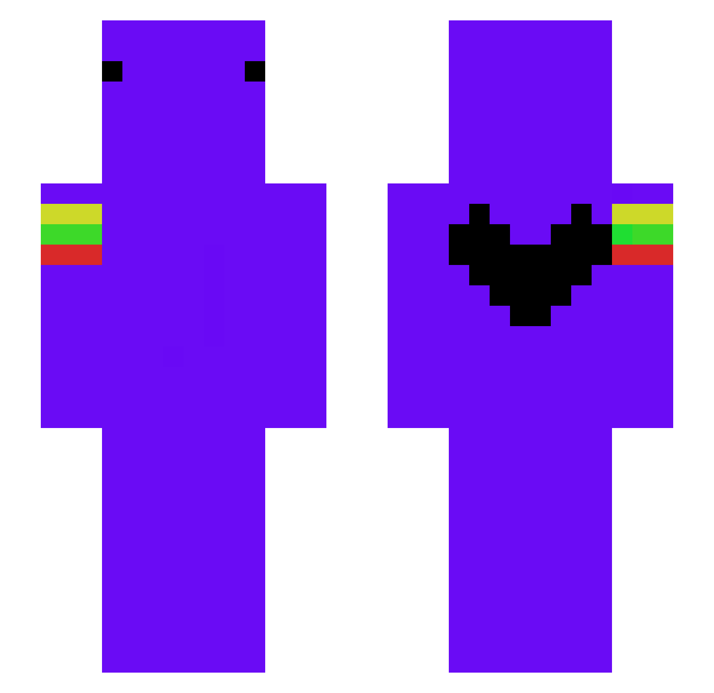 Vexinis Minecraft skin, front and back view