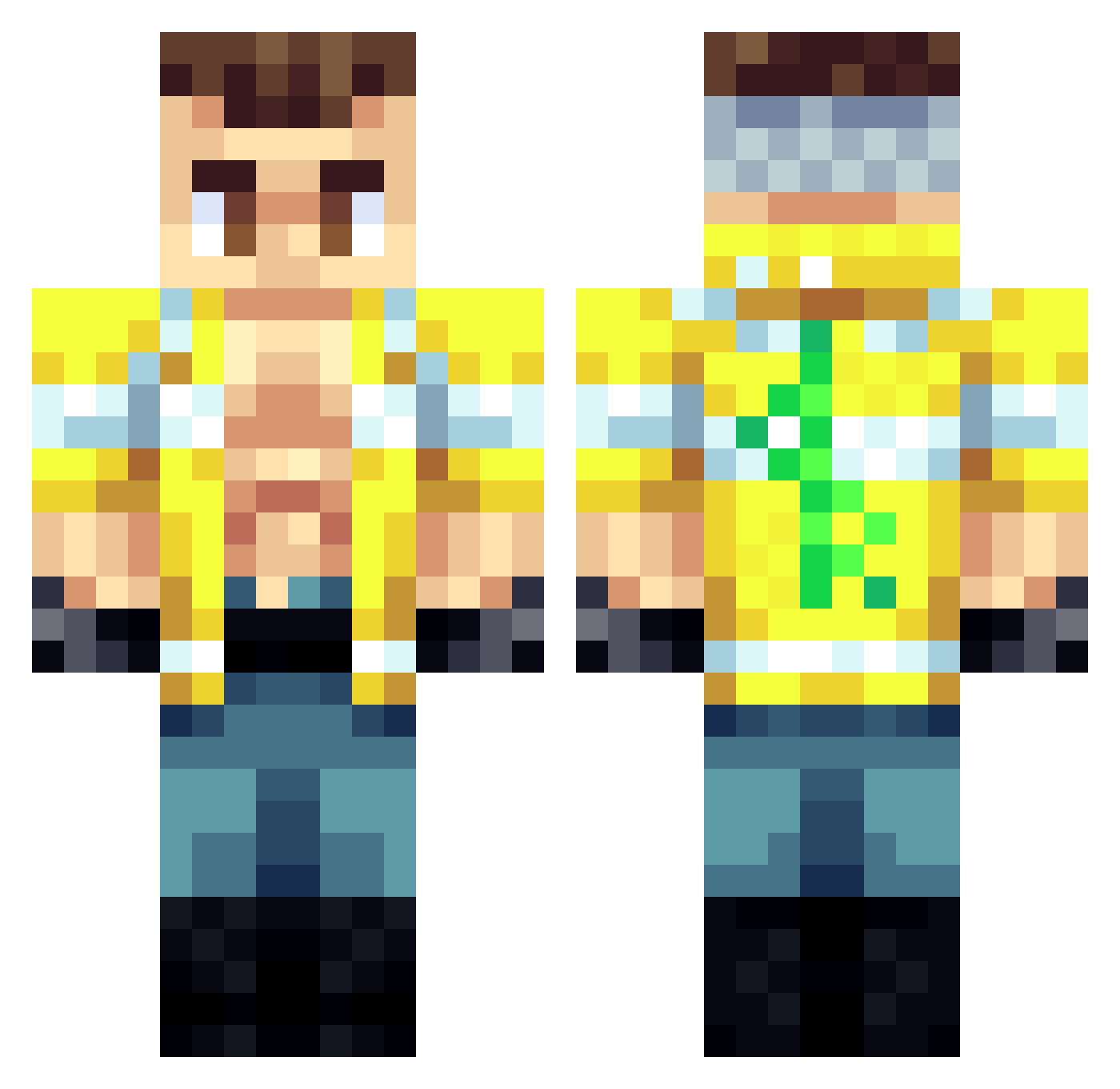 Yannyk Minecraft skin, front and back view