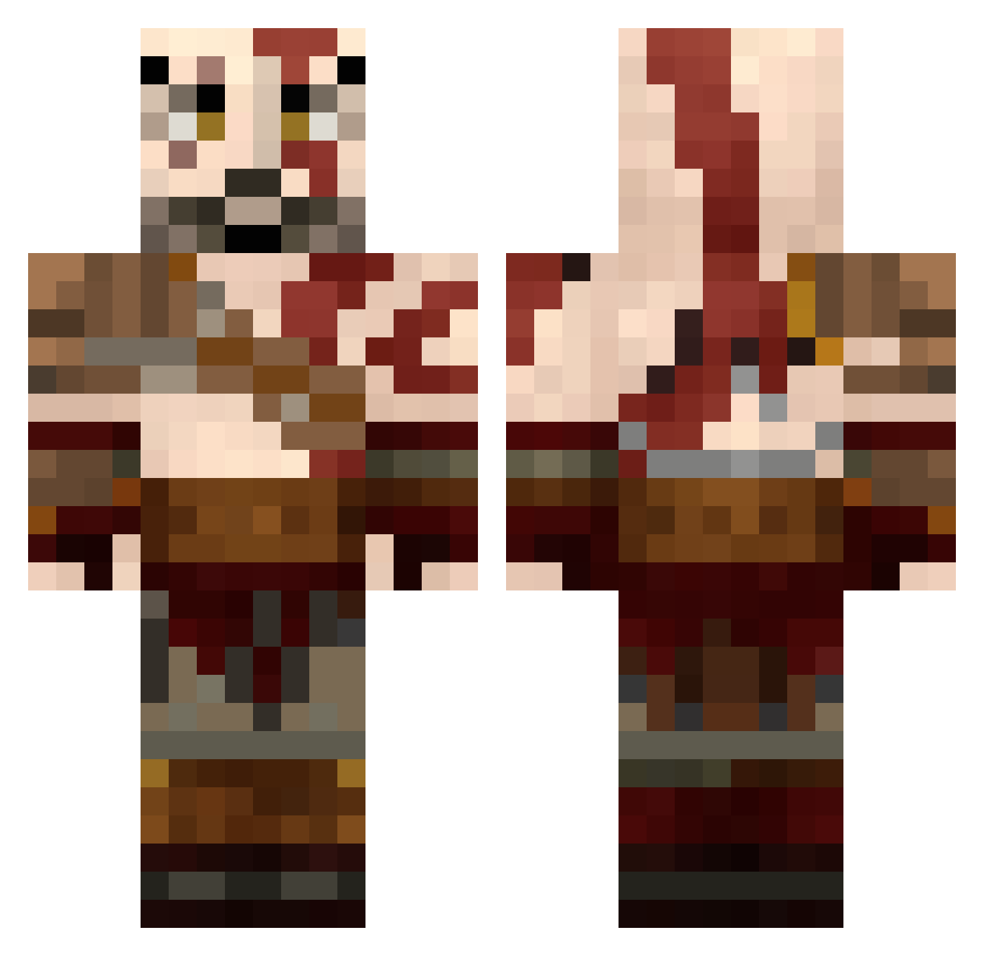 Kevvz Minecraft skin, front and back view