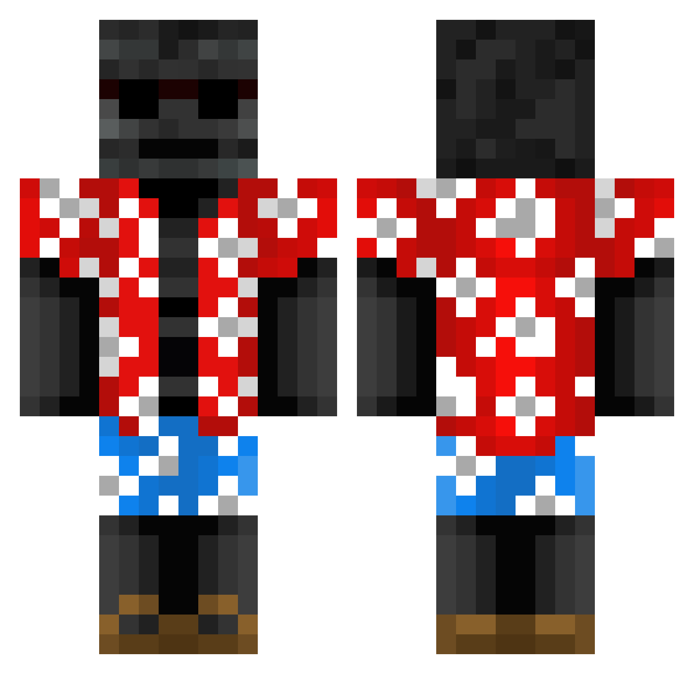 ExploitMaster Minecraft skin, front and back view