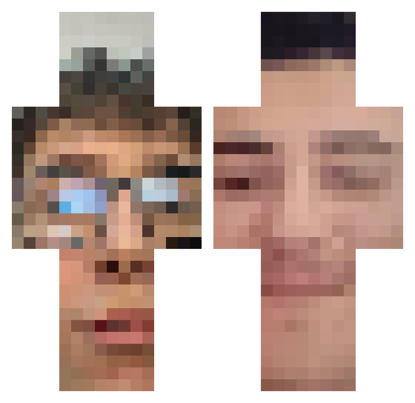 Raraselz Minecraft skin, front and back view