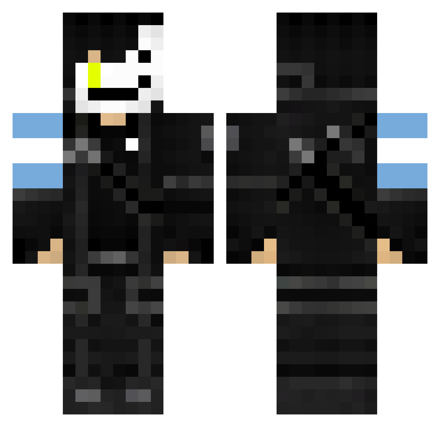 ZxykoBlack Minecraft skin, front and back view