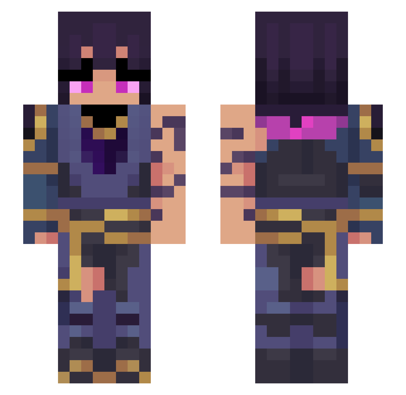 CThrough Minecraft skin, front and back view