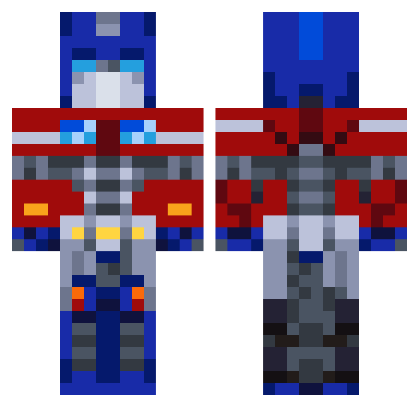 Hoplias Minecraft skin, front and back view