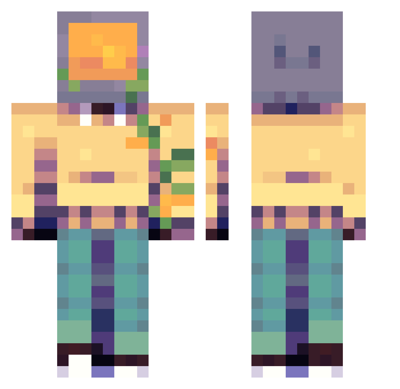 ElioMinerKing Minecraft skin, front and back view