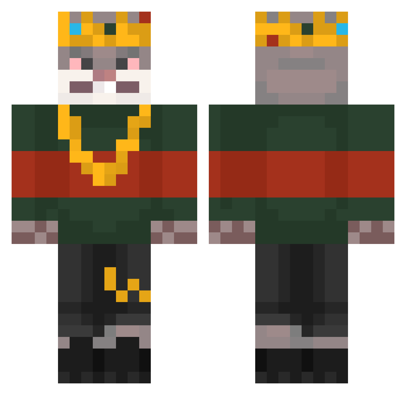 Zouave Minecraft skin, front and back view