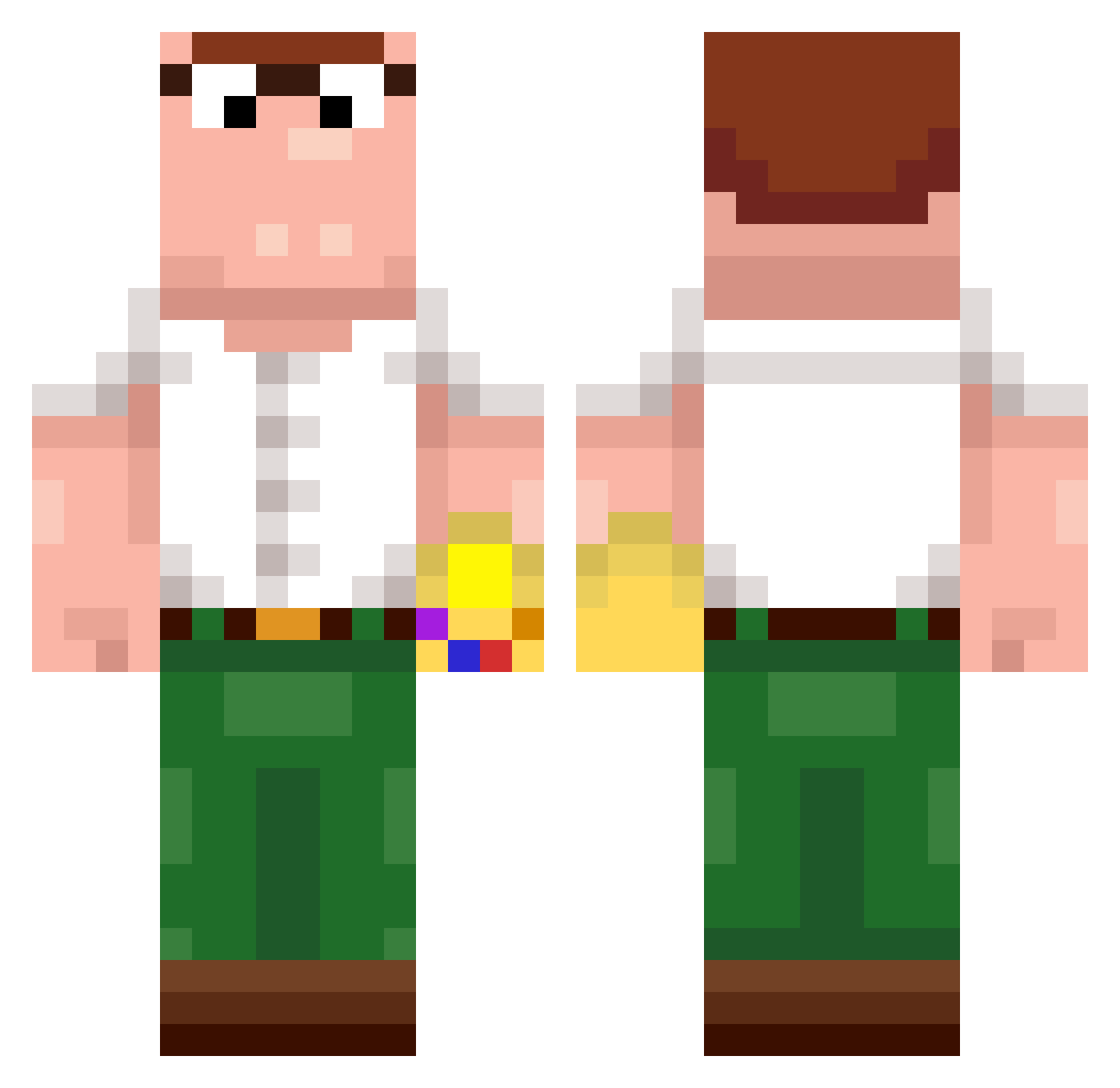 purpleshook Minecraft skin, front and back view