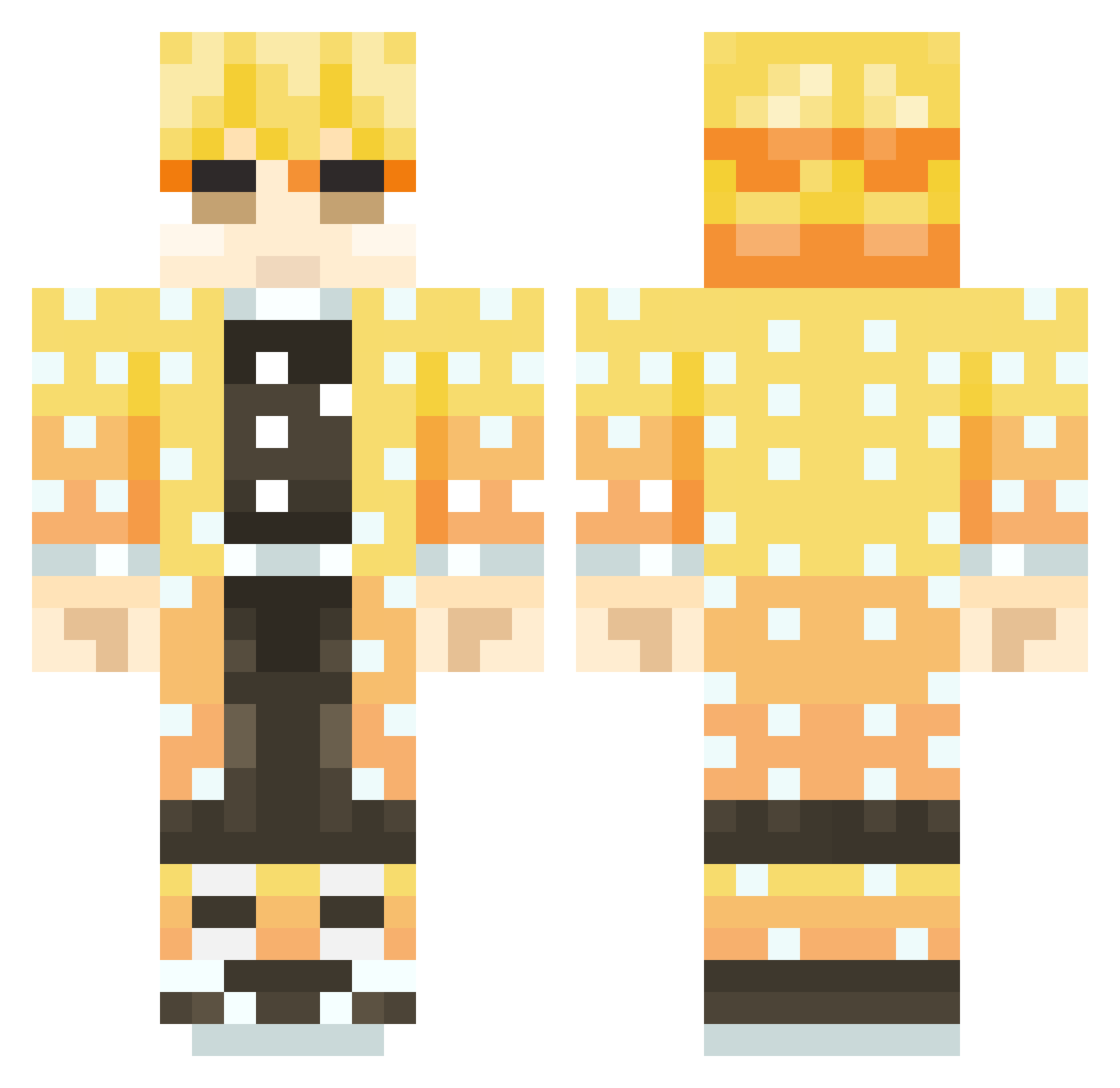 SkeletonFish Minecraft skin, front and back view