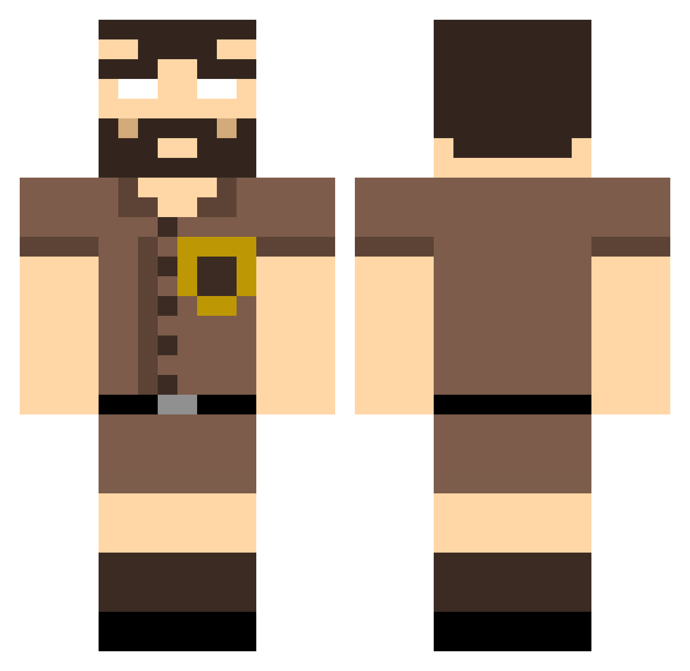 LivreurUPS Minecraft skin, front and back view