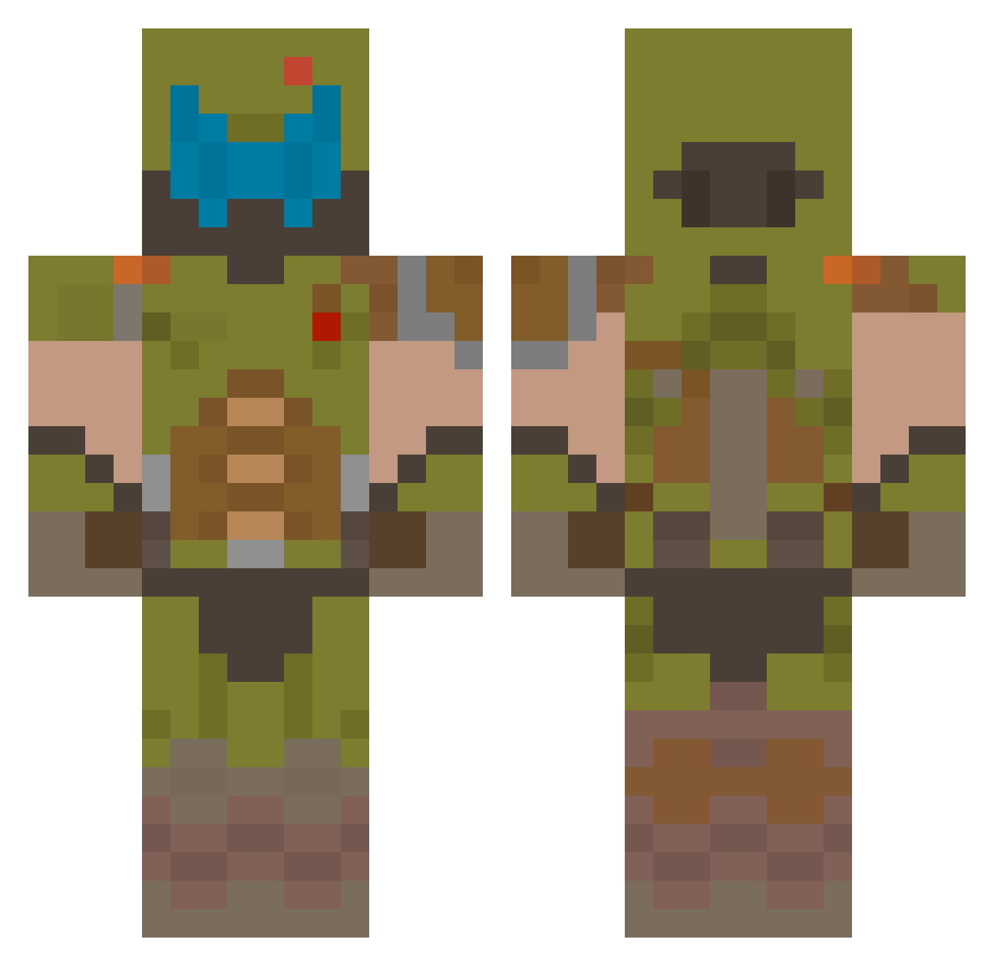GreasyNut Minecraft skin, front and back view