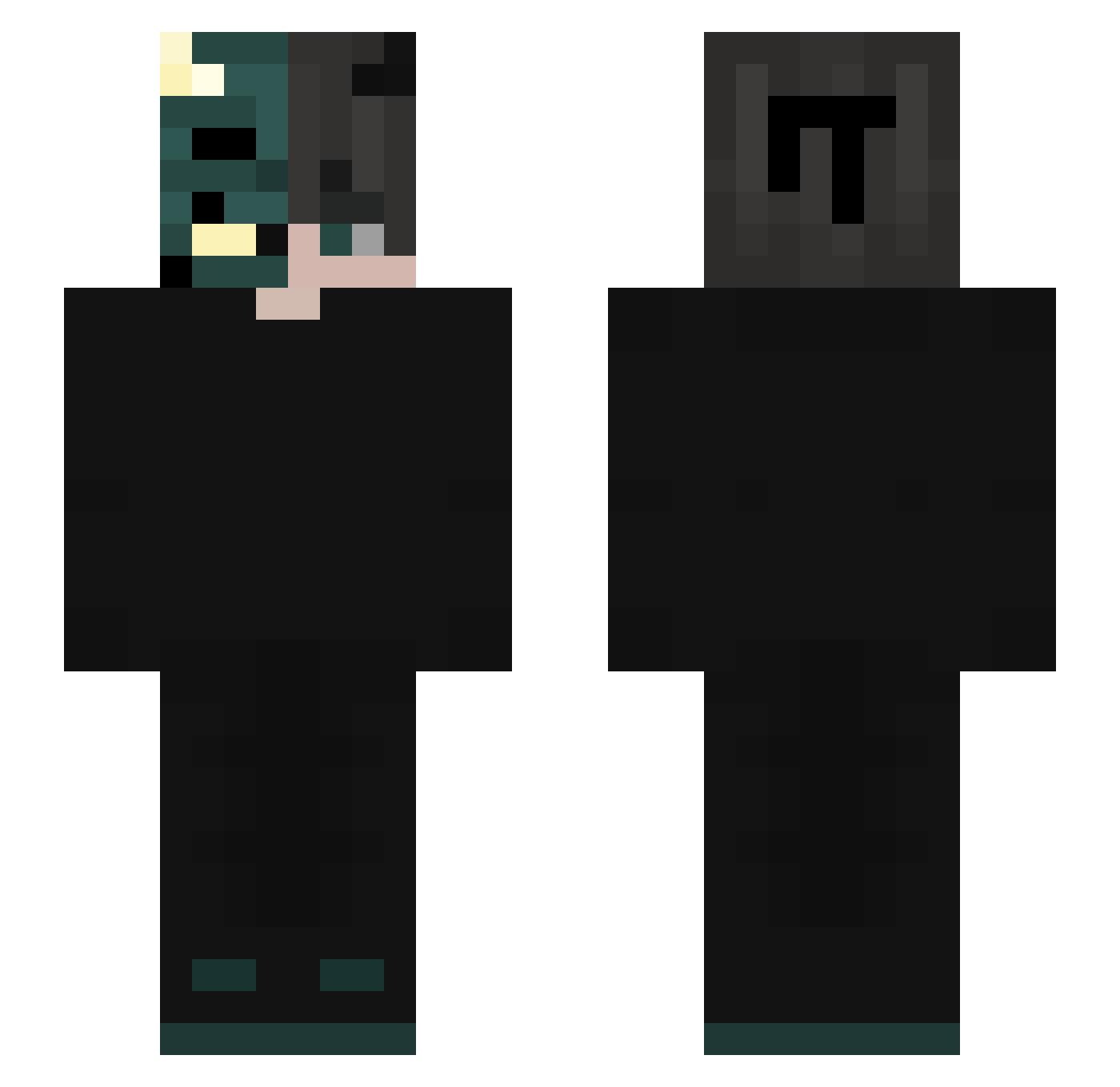 PunchmadeMez Minecraft skin, front and back view