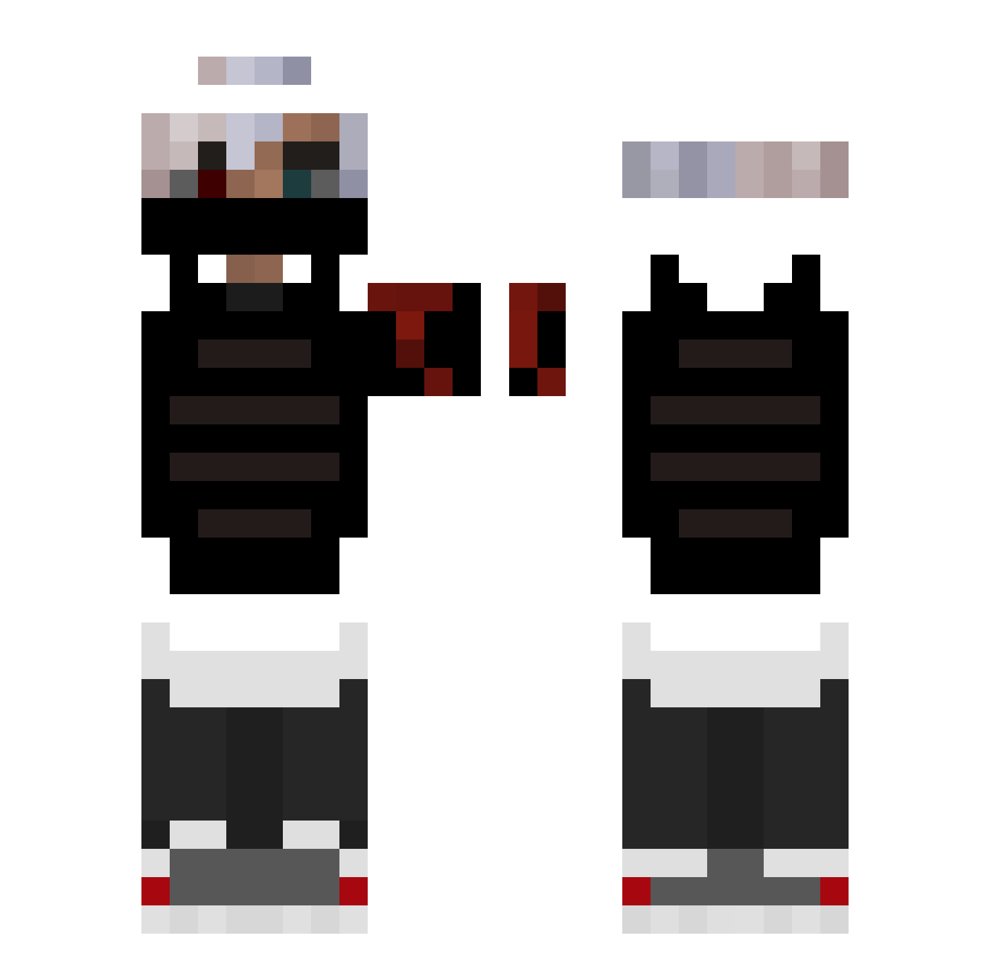 Harwka Minecraft skin, front and back view
