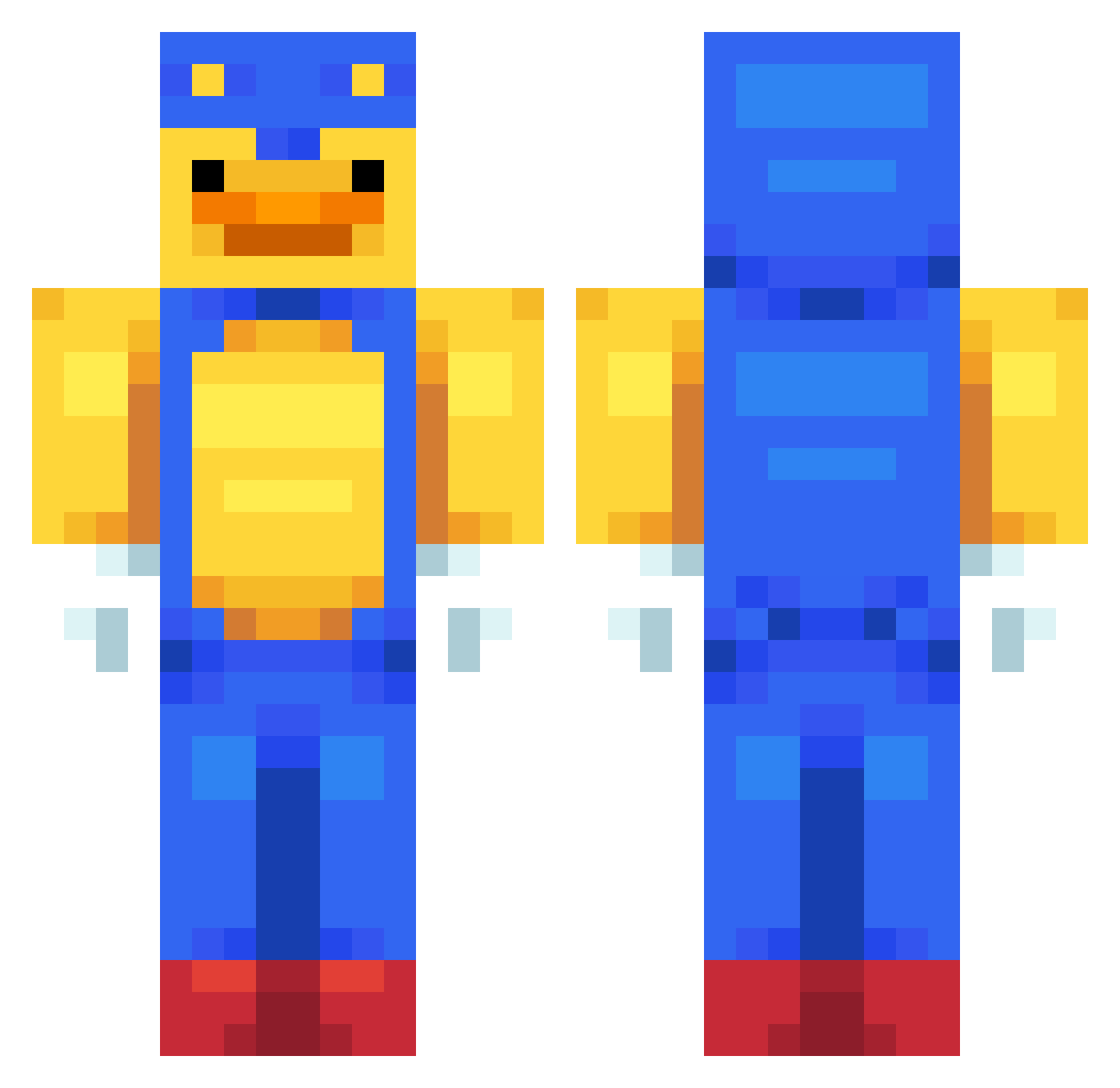 Thikkumss Minecraft skin, front and back view