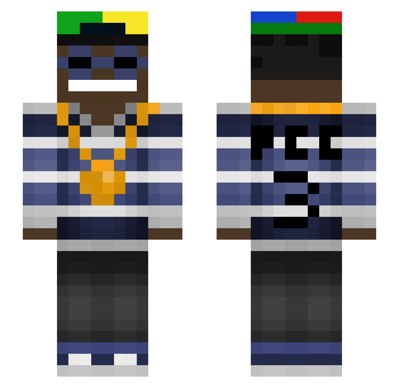 polyslav Minecraft skin, front and back view
