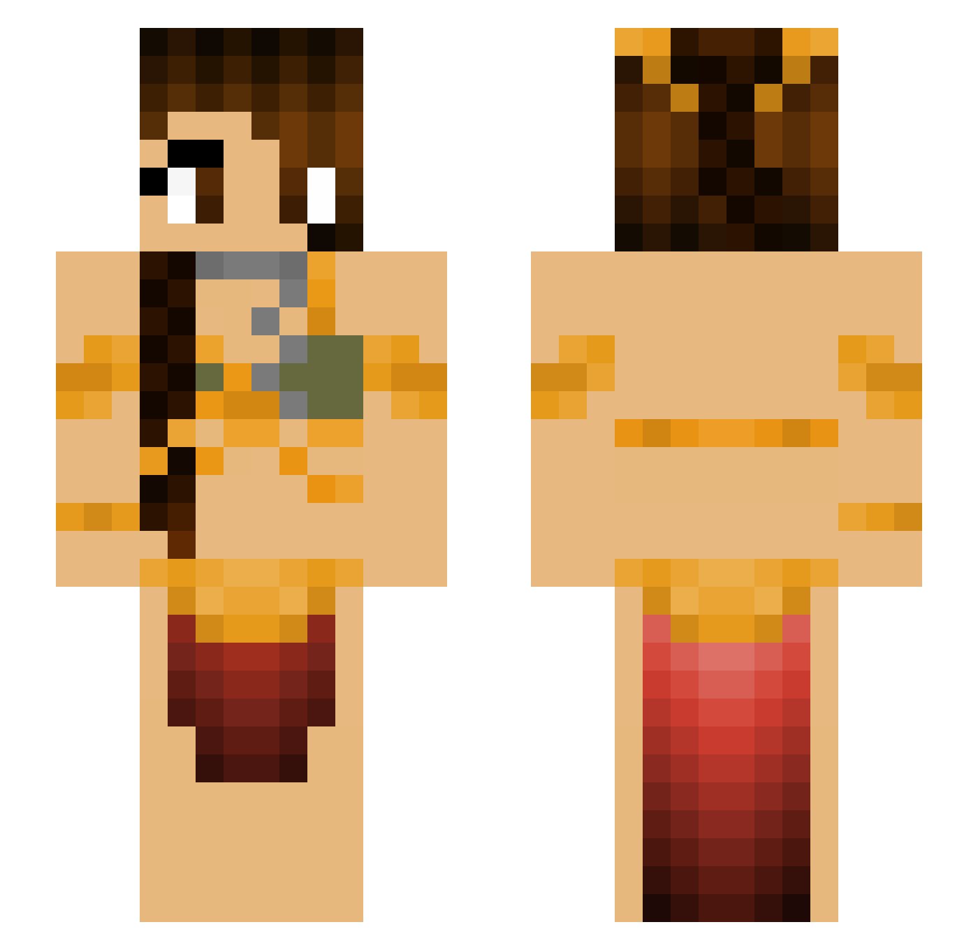 Muckwheats Minecraft skin, front and back view