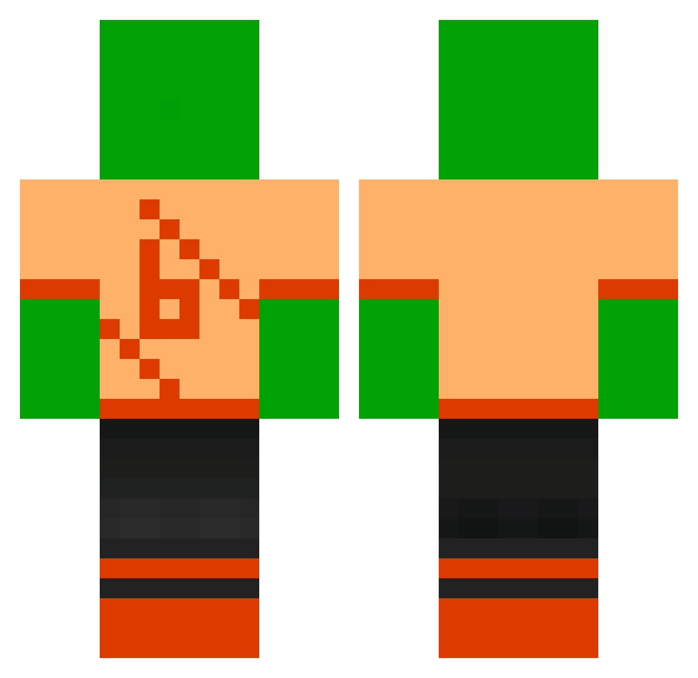 Unwary Minecraft skin, front and back view