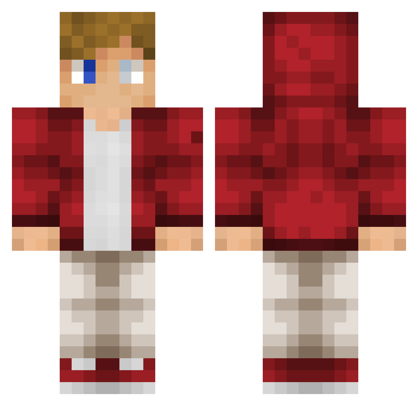 StraveMC Minecraft skin, front and back view