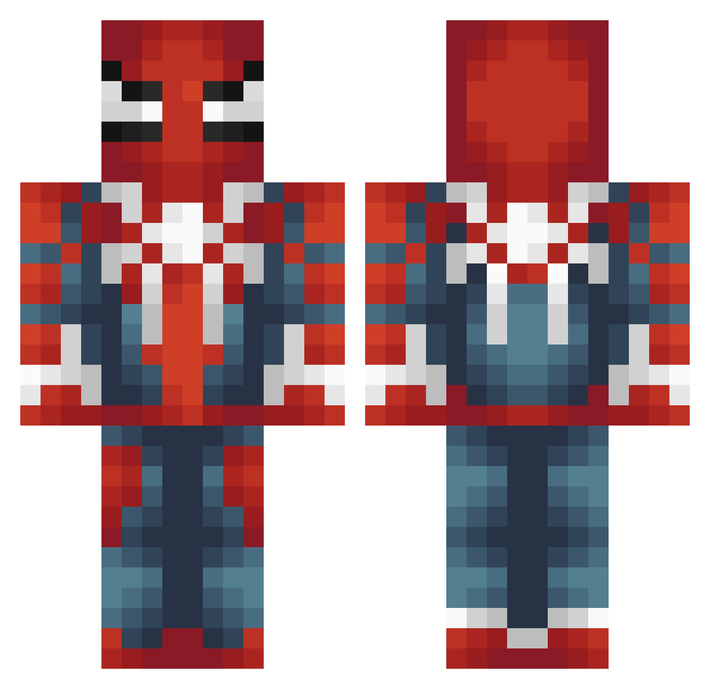 RadRoster Minecraft skin, front and back view