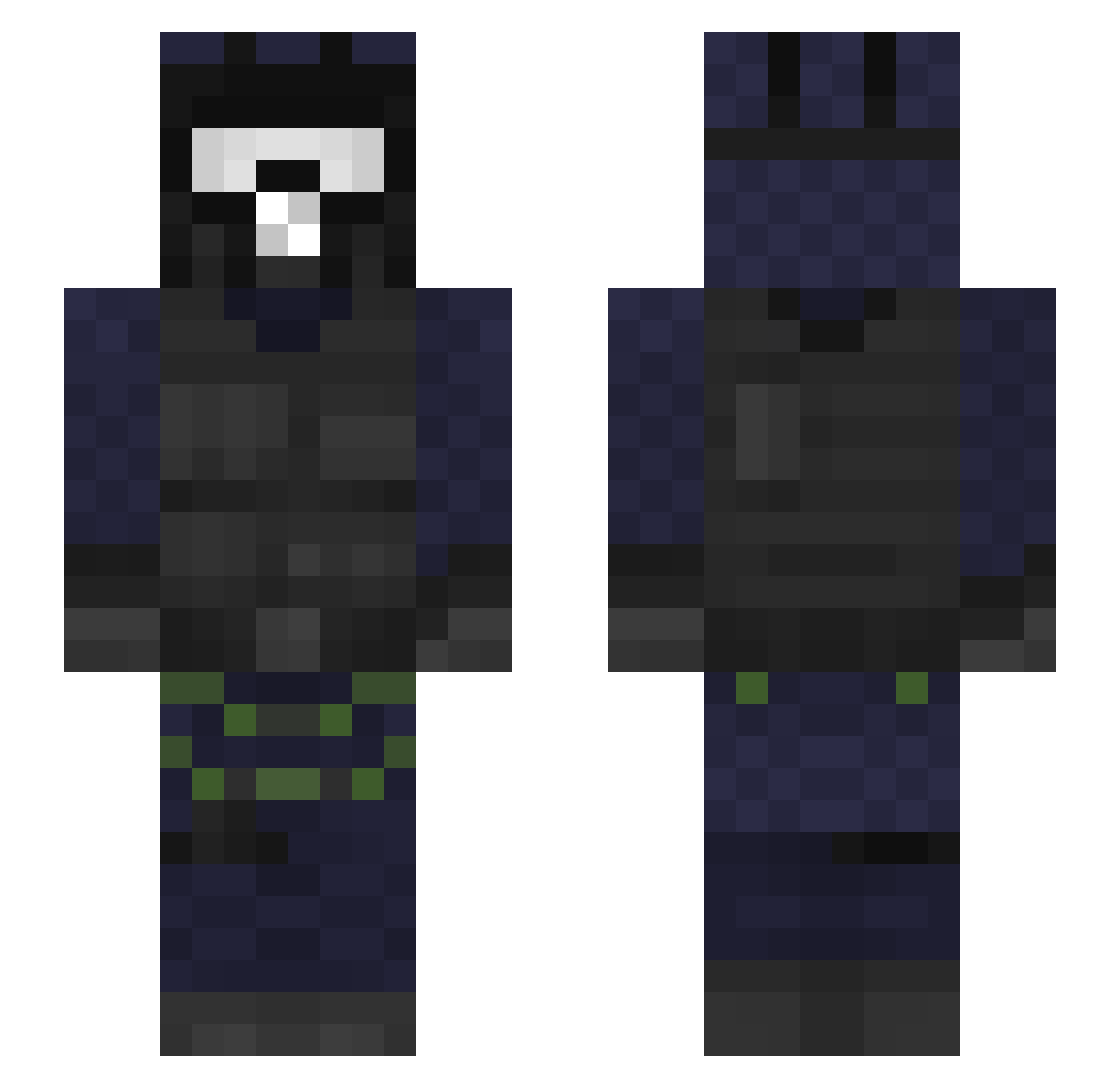 Puddlduk Minecraft skin, front and back view