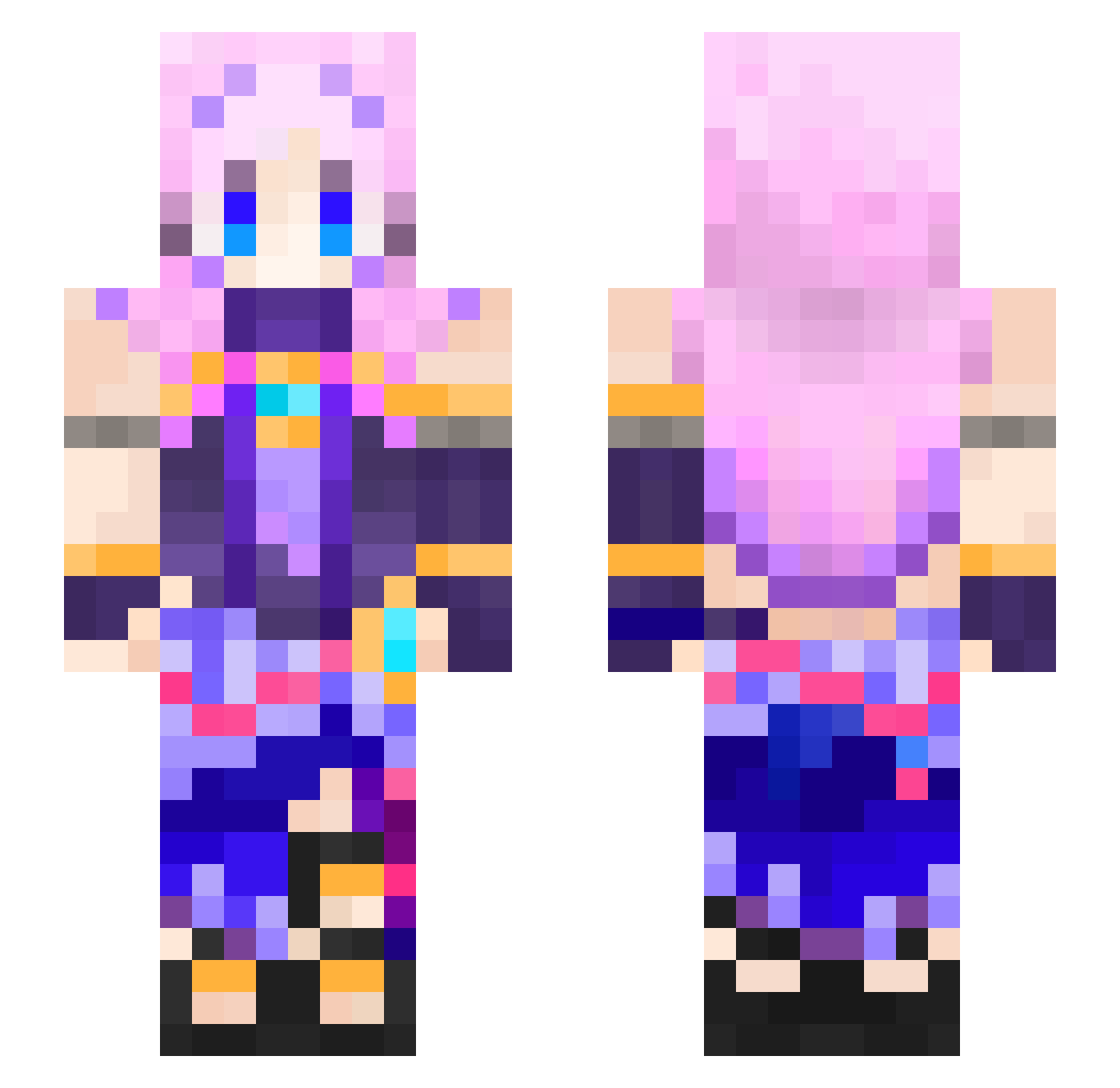 ZZH_prpr Minecraft skin, front and back view