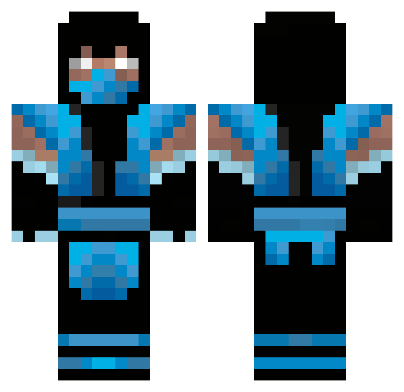 NightShrimp Minecraft skin, front and back view