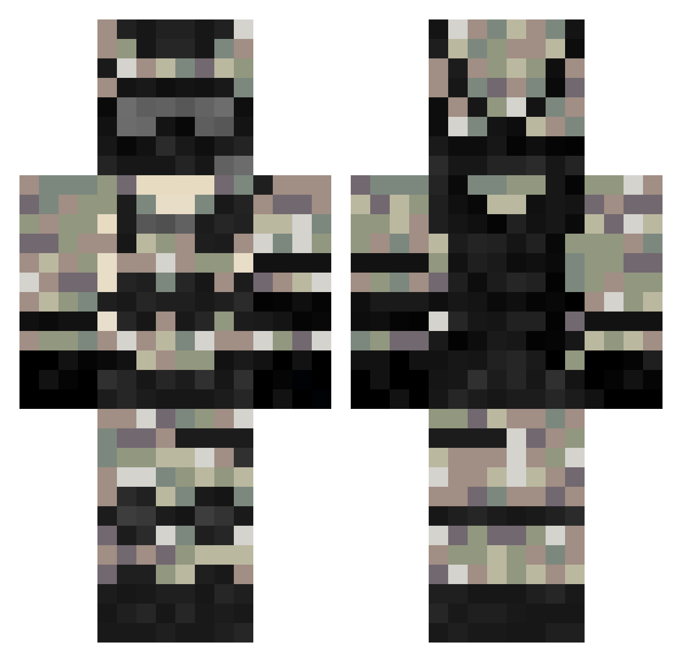 Haaboo Minecraft skin, front and back view
