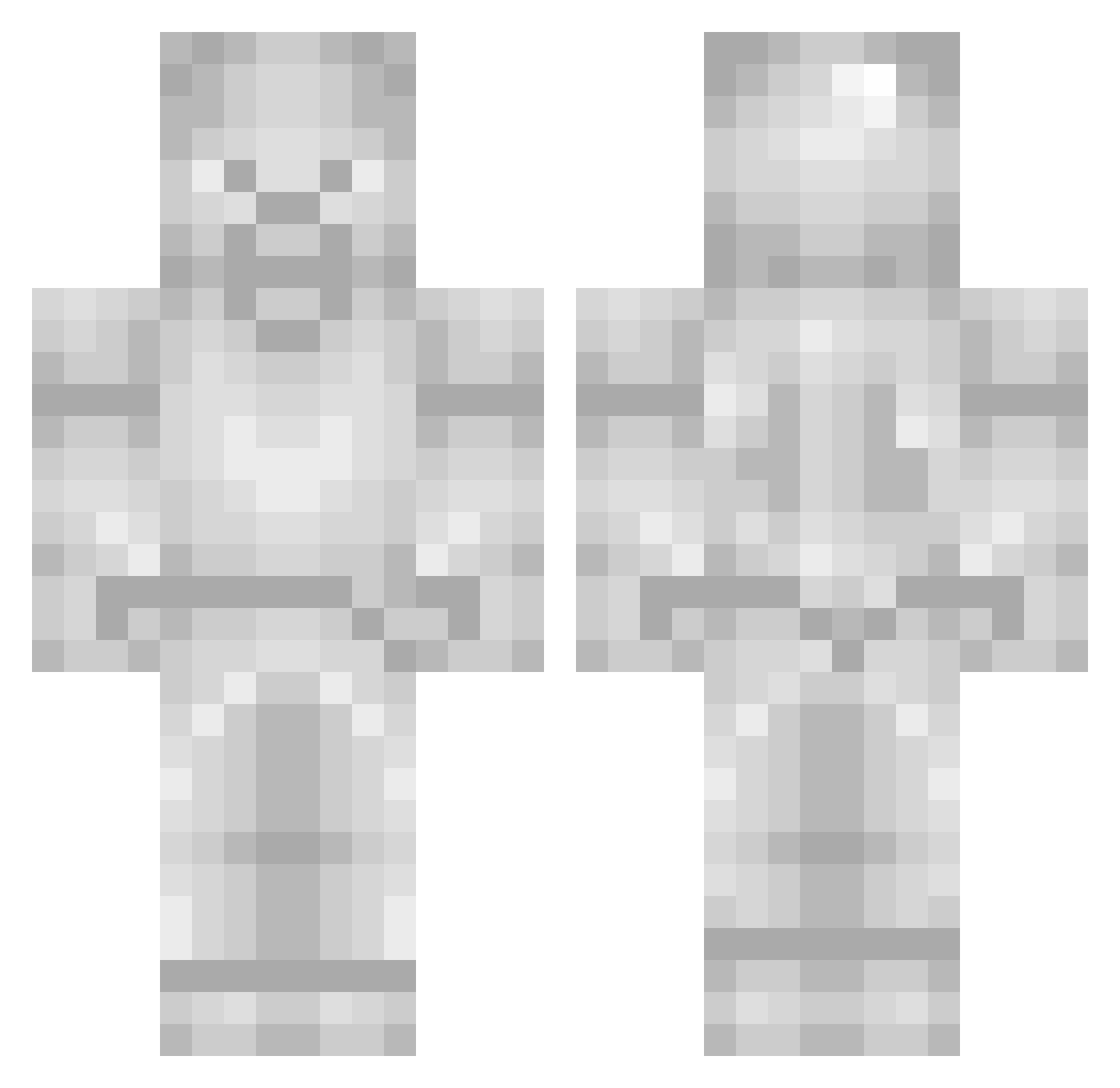 Cupronickel Minecraft skin, front and back view