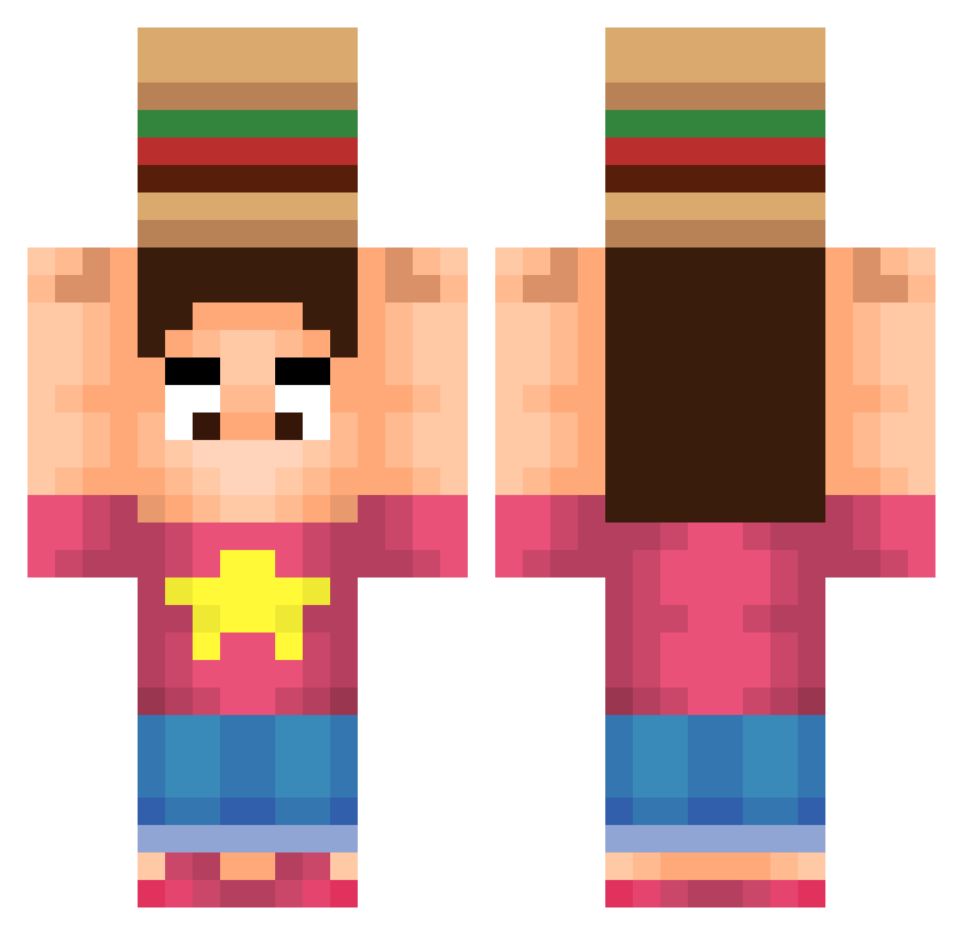 Rafitchu Minecraft skin, front and back view