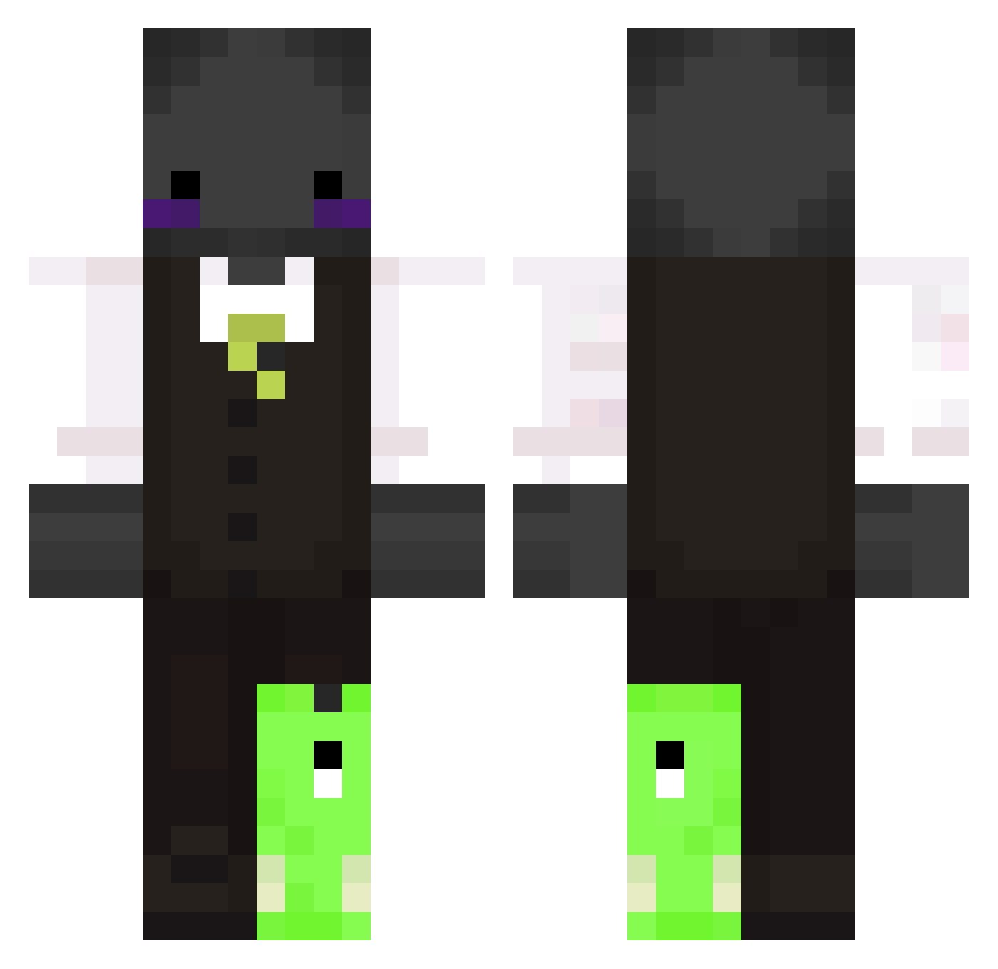 W4lys Minecraft skin, front and back view